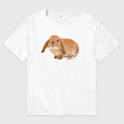 Футболка оверсайз женская Рыжий пушистый кролик, цвет: белый