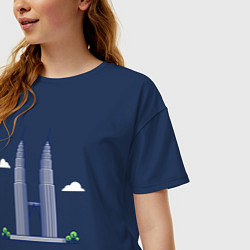 Футболка оверсайз женская Башни Петронас, цвет: тёмно-синий — фото 2