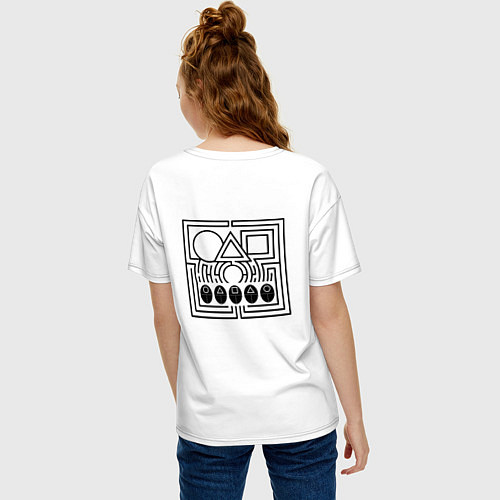 Женская футболка оверсайз Squid Game labyrinth / Белый – фото 4