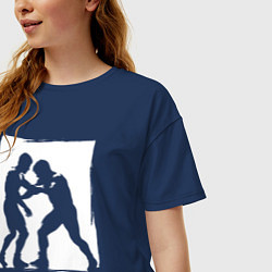Футболка оверсайз женская Борьба рестлеров, цвет: тёмно-синий — фото 2