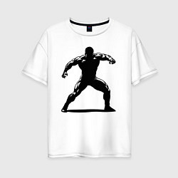 Футболка оверсайз женская Мускулистый рестлер, цвет: белый