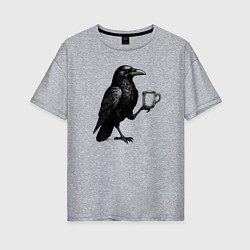 Женская футболка оверсайз Черный ворон с кофе