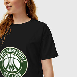 Футболка оверсайз женская Милуоки Бакс - команда, цвет: черный — фото 2