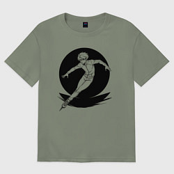 Футболка оверсайз женская Конькобежец аниме, цвет: авокадо