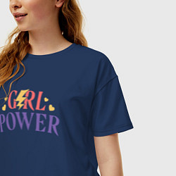 Футболка оверсайз женская Girl powers, цвет: тёмно-синий — фото 2