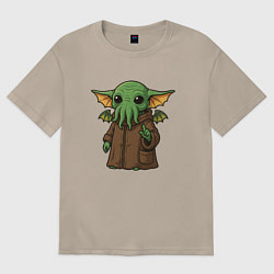 Футболка оверсайз женская Грогу - Ктулху, цвет: миндальный