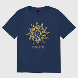 Футболка оверсайз женская Славянский чертог коня, цвет: тёмно-синий