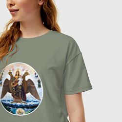 Футболка оверсайз женская Если ангел твой за твоим плечом то гром и молния т, цвет: авокадо — фото 2