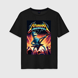 Футболка оверсайз женская Bender cool thrash rock guitarist - Futurama, цвет: черный