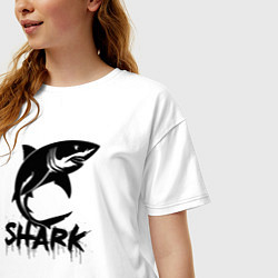 Футболка оверсайз женская Агрессивная акула, цвет: белый — фото 2