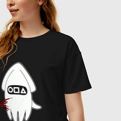 Футболка оверсайз женская Символ кальмар, цвет: черный — фото 2