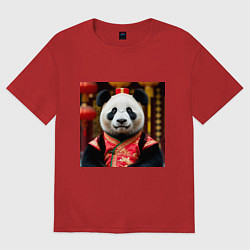 Футболка оверсайз женская Императорская панда, цвет: красный