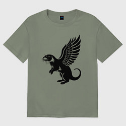 Женская футболка оверсайз Выдра с крыльями