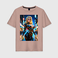 Футболка оверсайз женская Черная Канарейка на улице, цвет: пыльно-розовый