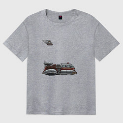 Футболка оверсайз женская Летающая пожарная машина ретрофутуризм, цвет: меланж