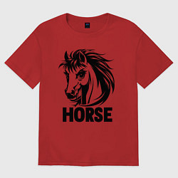 Женская футболка оверсайз Динамичный черный конь