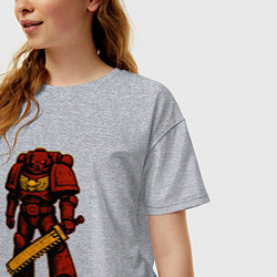 Футболка оверсайз женская Космодесантник в красной броне, цвет: меланж — фото 2