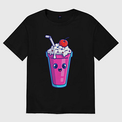 Футболка оверсайз женская Весёлый коктейль, цвет: черный