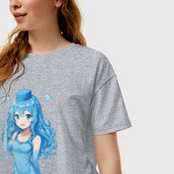 Футболка оверсайз женская Вода-тян, цвет: меланж — фото 2
