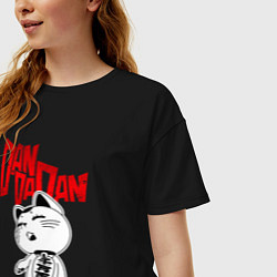 Футболка оверсайз женская Дандадан - манеки неко, цвет: черный — фото 2