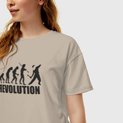 Футболка оверсайз женская Эволюция - революция, цвет: миндальный — фото 2