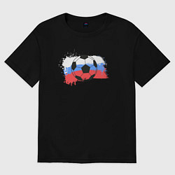 Футболка оверсайз женская Футбол России, цвет: черный