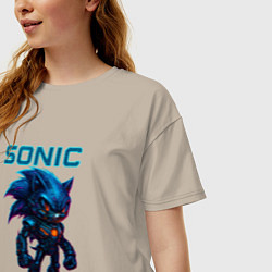 Футболка оверсайз женская Sonic cyberpunk, цвет: миндальный — фото 2