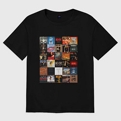 Футболка оверсайз женская AC DC - обложки, цвет: черный