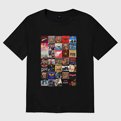 Футболка оверсайз женская Aerosmith - обложки, цвет: черный