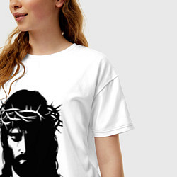 Футболка оверсайз женская Иисус в венке, цвет: белый — фото 2