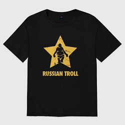 Футболка оверсайз женская Русский тролль, цвет: черный
