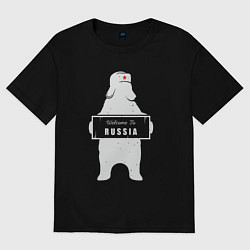 Футболка оверсайз женская Welcome russian bear, цвет: черный