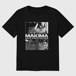 Футболка оверсайз женская Макима демон контроля, цвет: черный