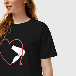 Футболка оверсайз женская Фен парикмахера, цвет: черный — фото 2