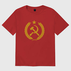 Футболка оверсайз женская Герб - СССР, цвет: красный