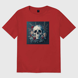 Женская футболка оверсайз Зимний череп