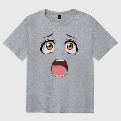 Футболка оверсайз женская Удивление anime face - большие глаза, цвет: меланж