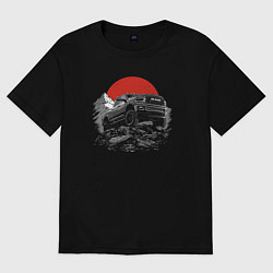Футболка оверсайз женская Горный внедорожник, цвет: черный