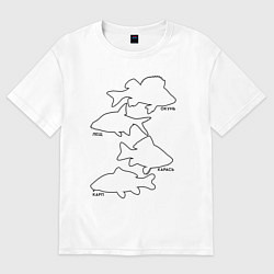 Женская футболка оверсайз Контуры рыб