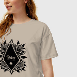 Футболка оверсайз женская Розы и пики, цвет: миндальный — фото 2