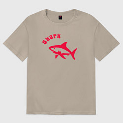 Футболка оверсайз женская Акула-красный силуэт, цвет: миндальный