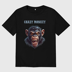 Футболка оверсайз женская Crazy monkey, цвет: черный