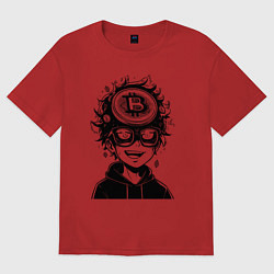 Женская футболка оверсайз Аниме биткоин