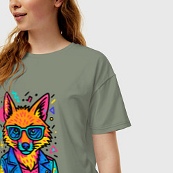 Футболка оверсайз женская Лиса Pop Colors, цвет: авокадо — фото 2