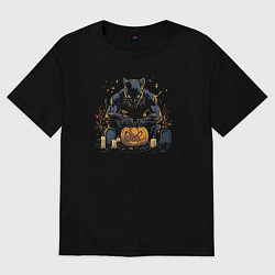 Женская футболка оверсайз Чёрная пантера и хэллоуин