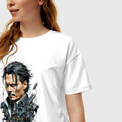 Футболка оверсайз женская Cyborg Johnny Depp, цвет: белый — фото 2