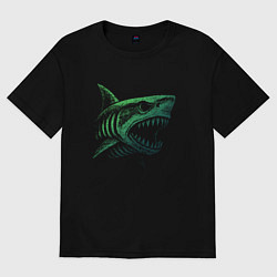 Футболка оверсайз женская Клыкастая акула, цвет: черный