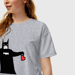Футболка оверсайз женская Сердечко Бэтмена, цвет: меланж — фото 2