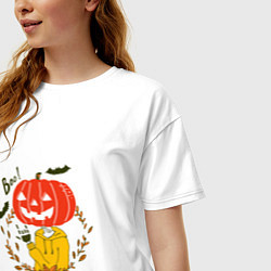 Футболка оверсайз женская Крутая тыква, цвет: белый — фото 2