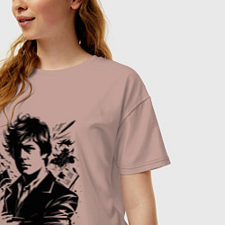 Футболка оверсайз женская Есенин вихрь ветра, цвет: пыльно-розовый — фото 2